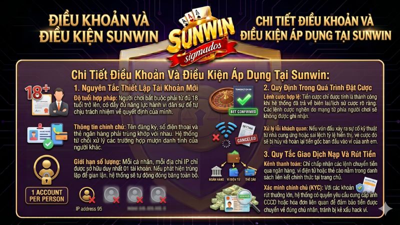 Bản tóm tắt các quy định đăng ký tài khoản và cá cược an toàn tại Sunwin Bản tóm tắt các quy định đăng ký tài khoản và cá cược an toàn tại Sunwin