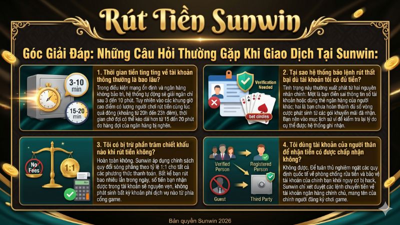 Giải đáp thắc mắc thường gặp khi thực hiện rút tiền tại Sunwin