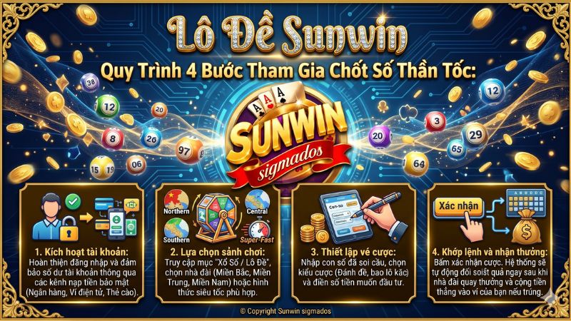 Các bước thao tác chọn số và đặt tiền trên giao diện xổ số Sunwin